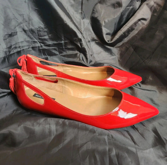 Nina Armando Red Patent Leather Tassel Pointed Toe Ballet Flats – EU 40 / AU 9.5