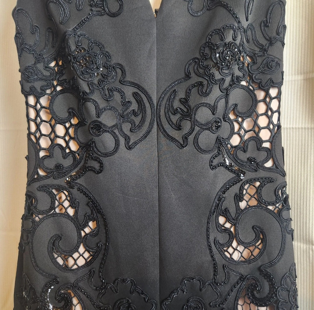 Phase 8 (Collection 8)Black Embellished Midi Dress Size 12 Cocktail Formal Evening Dress