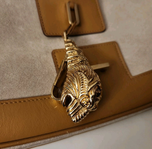 Authentic Gucci Tom Ford Tiger Charm Suede & Leather Shoulder Bag – Made in Italy
