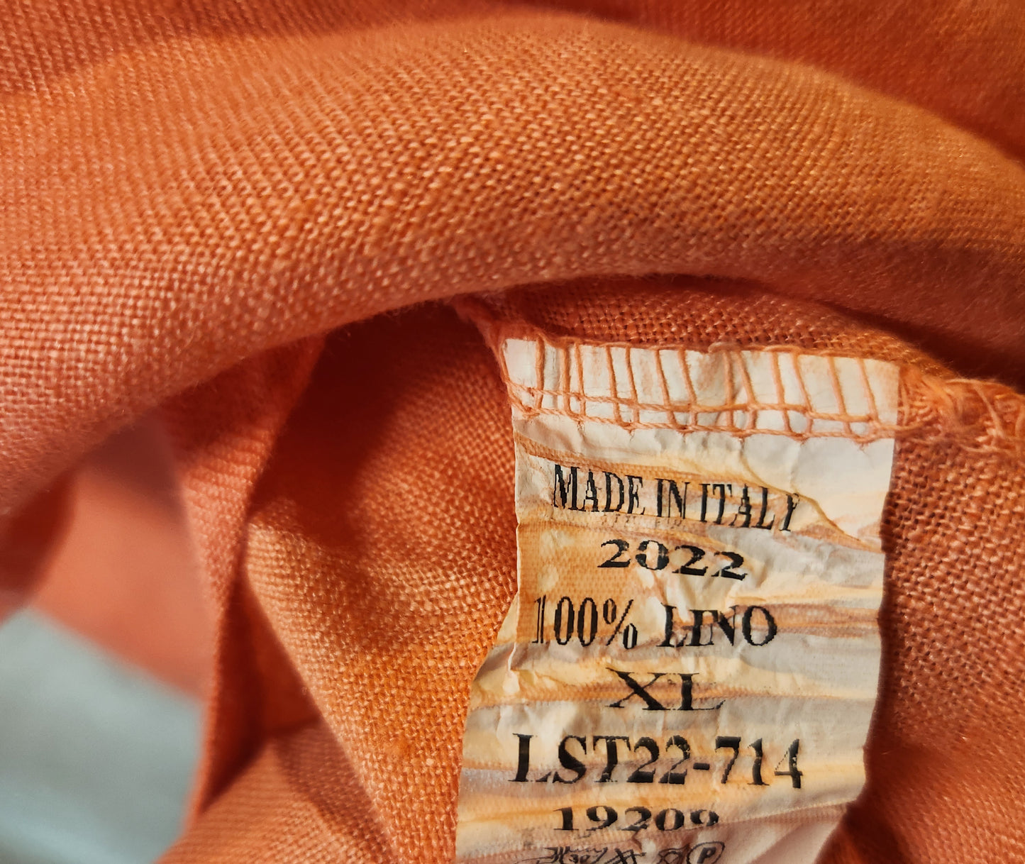 La Strada Fernanda 100% Linen Blouse Coral Size XL Made in Italy NWT