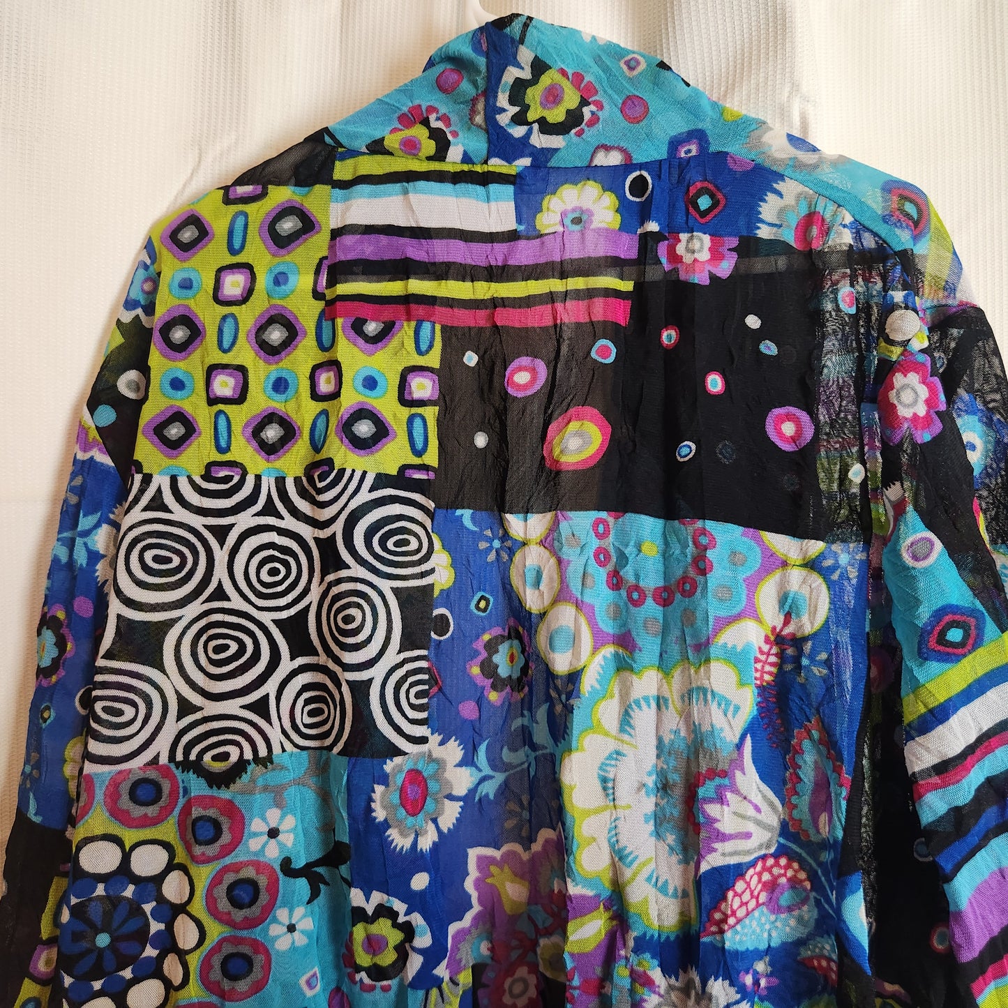 Swish Size 24 Patchwork Mesh Jacket Colourful Open Front Lightweight Plus Size
