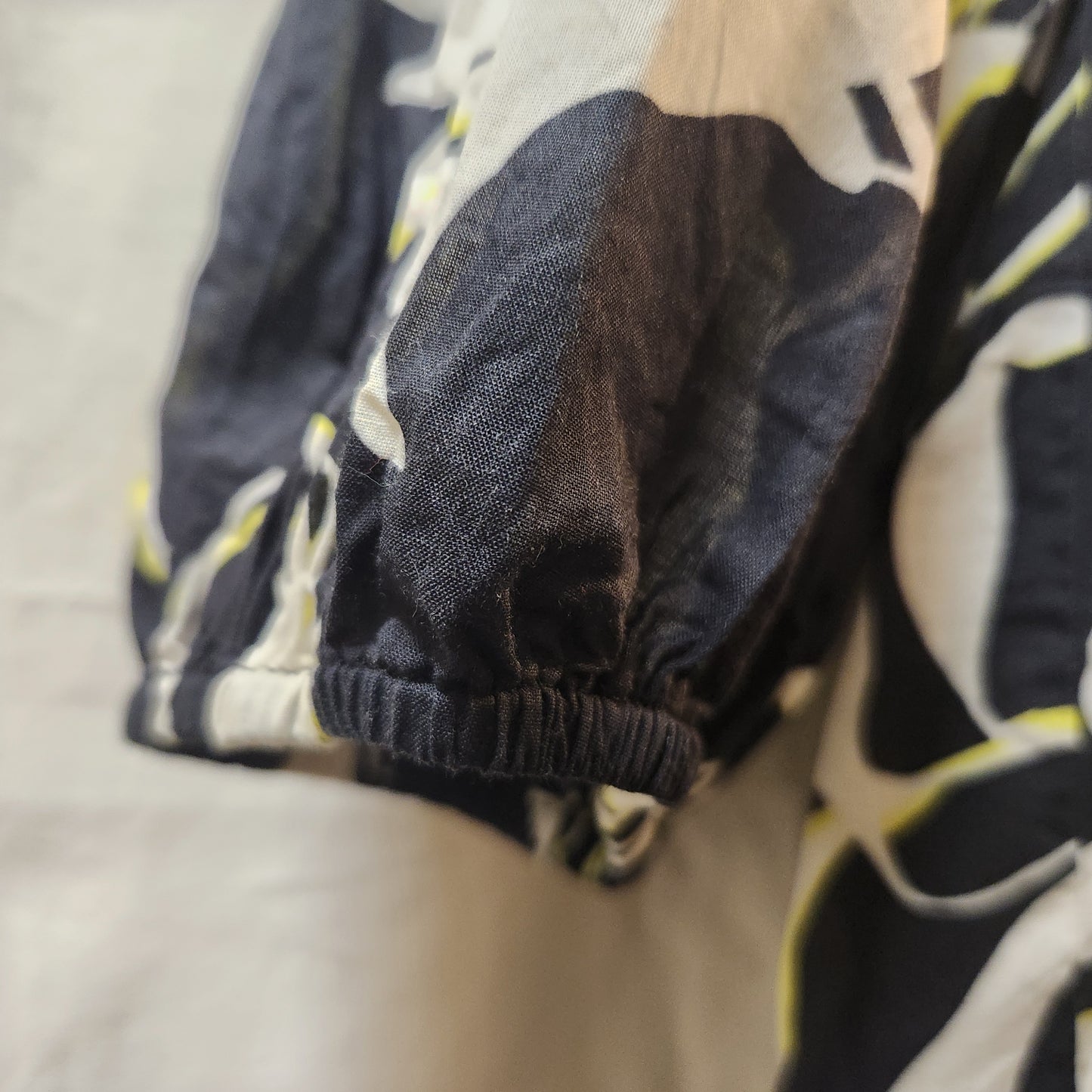 Seafolly Australia Bird Print Tiered Mini Dress Navy White Long Sleeve Size L