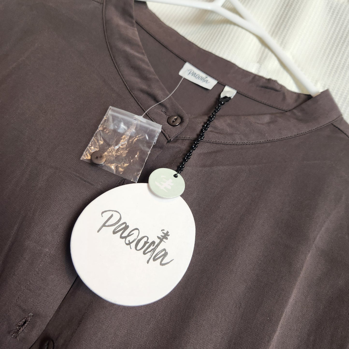 BNWT Paqoda Muyu Dress Slate Size 2 | 100% TENCEL Midi Shirt Dress