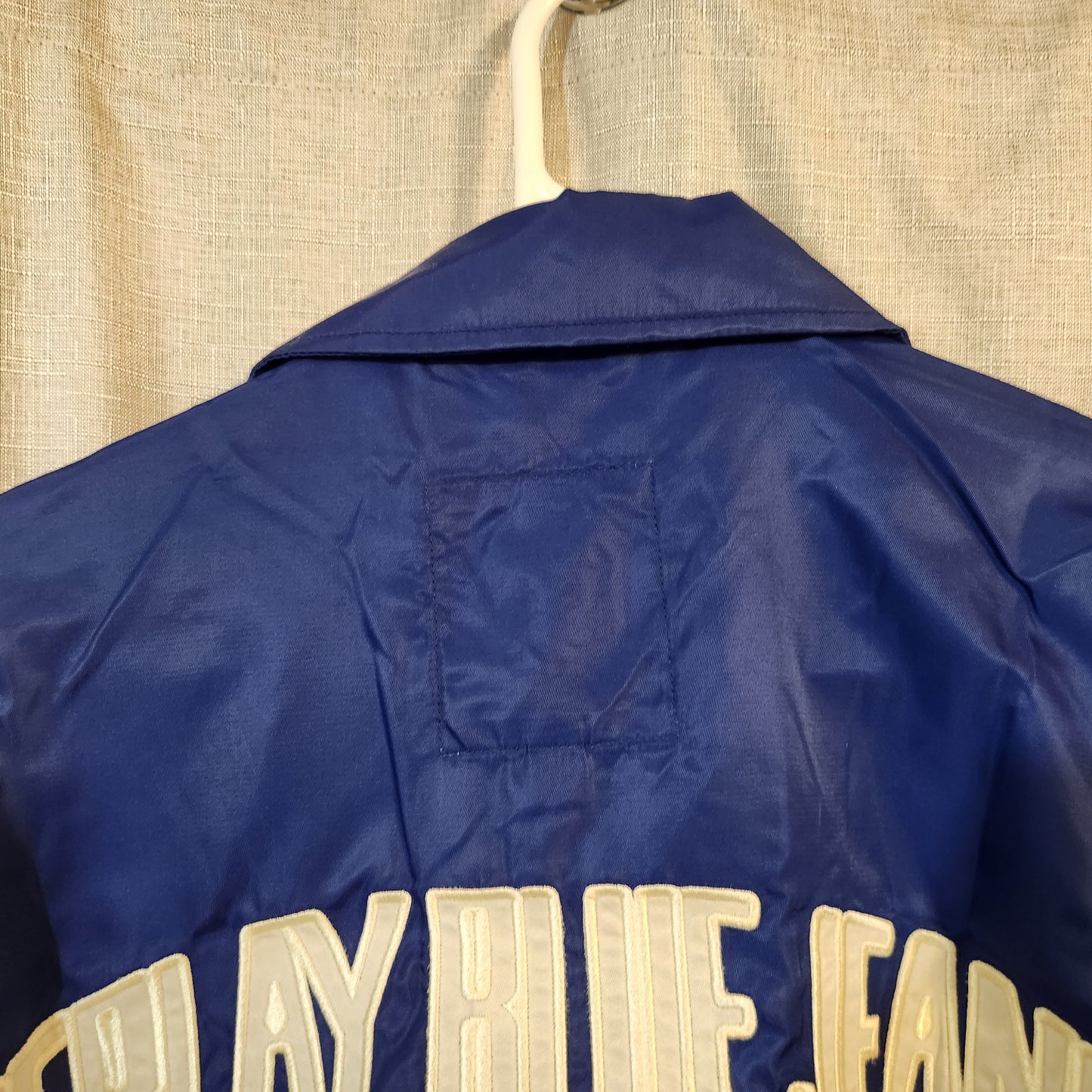 Replay Blue Jeans Inc Coach Jacket Blue Embroidered Logo Snap Front Size M Vintage Style
