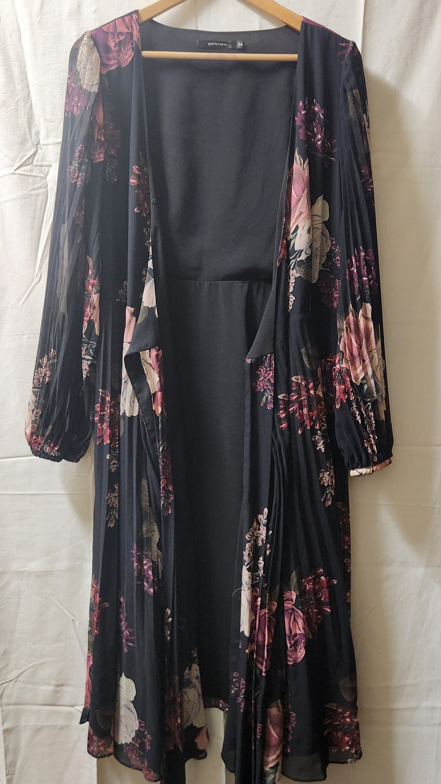 Portmans Floral Pleated Wrap Dress – Size 14