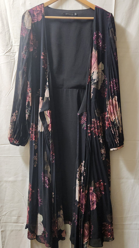 Portmans Floral Pleated Wrap Dress – Size 14