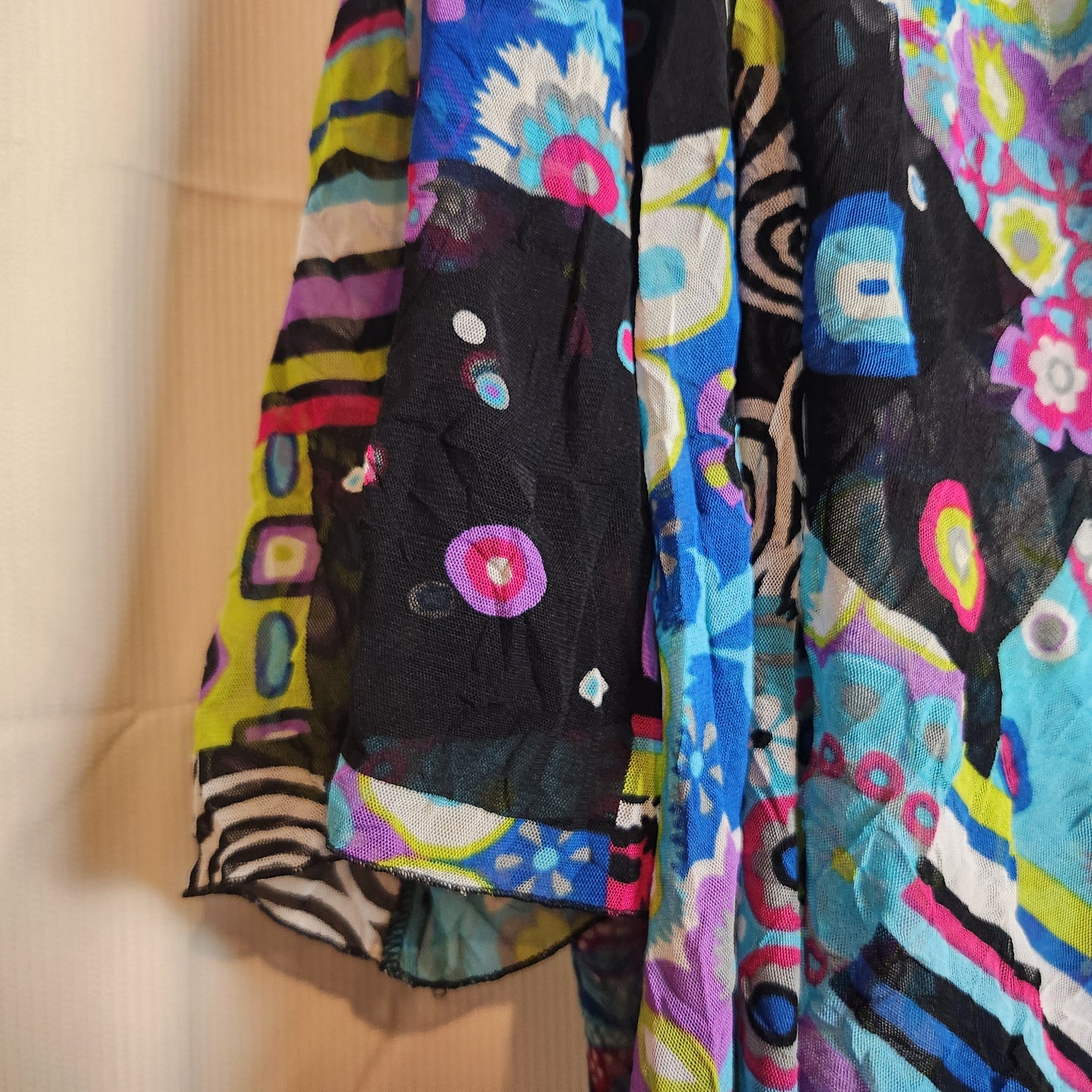 Swish Size 24 Patchwork Mesh Jacket Colourful Open Front Lightweight Plus Size