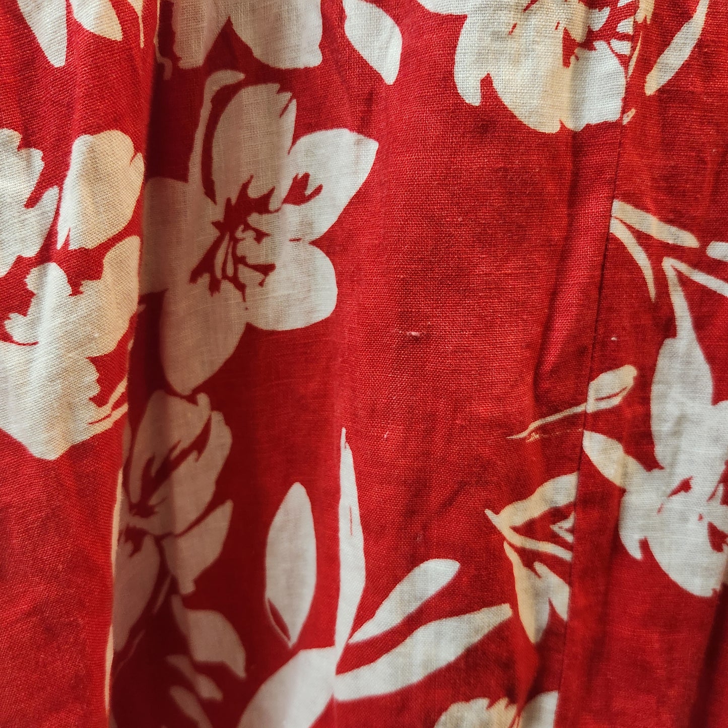 Jacqui E Linen Collection Red Floral Wrap Style Midi Dress Size 18