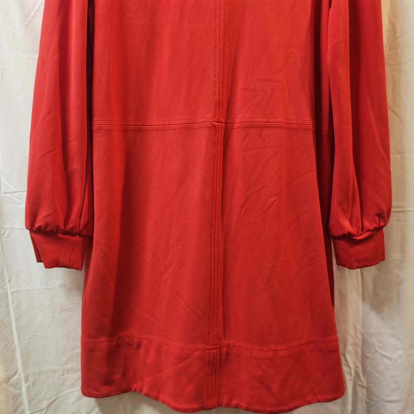 ME+EM Coral Red Zip Front Dress UK 16 Designer Puff Sleeve Pocket Dress