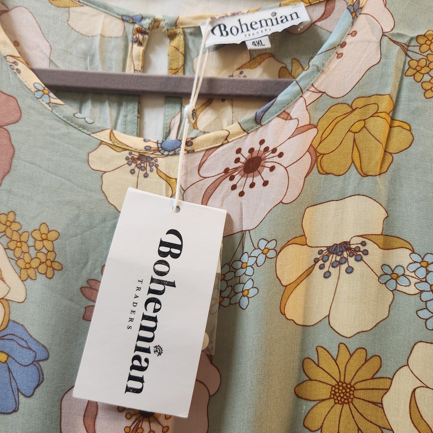 Bohemian Traders Floral Balloon Sleeve Maxi Dress Size M/L NWT