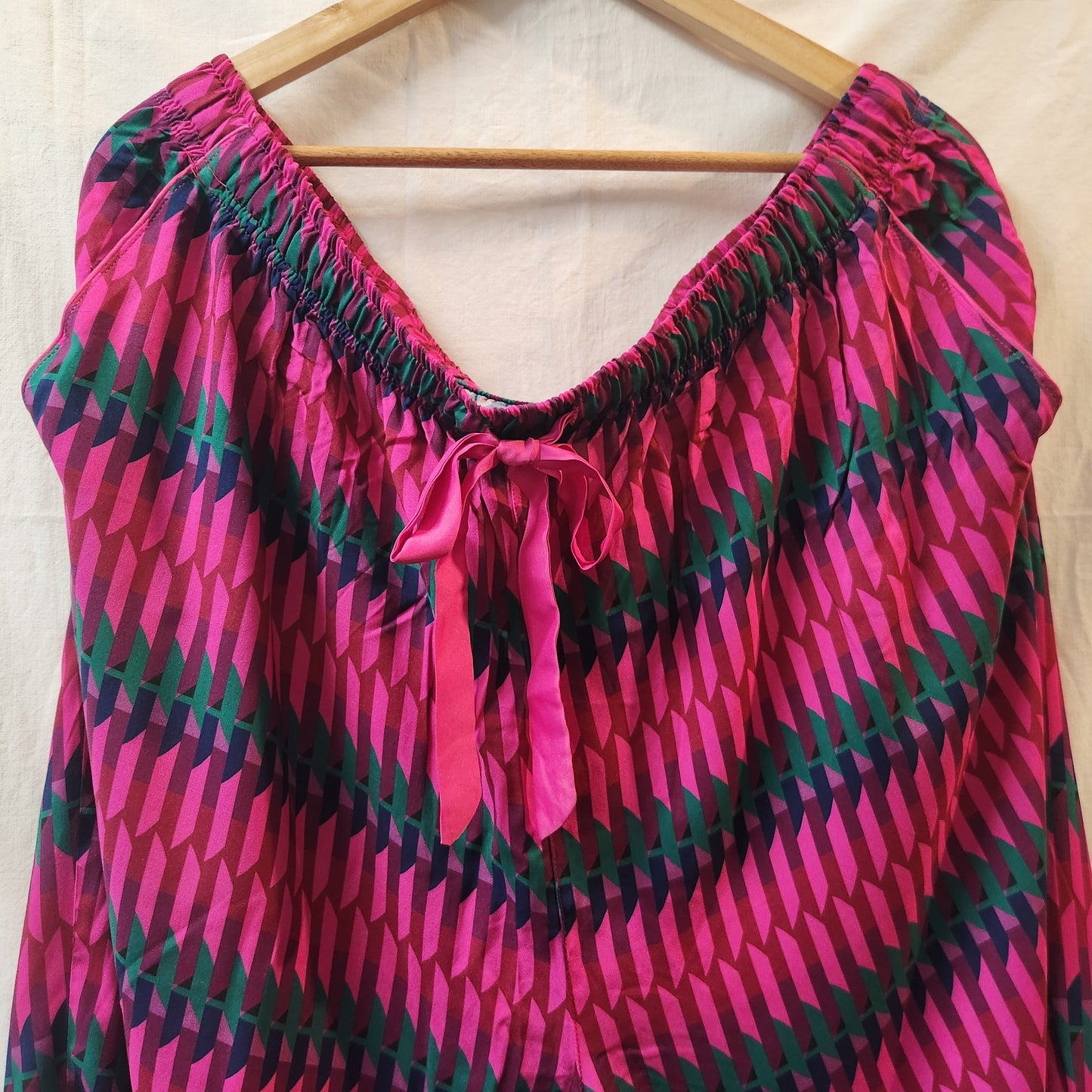 BNWT Sussan Pink Geometric Viscose Pyjama Set | BCNA Edition | XXXL