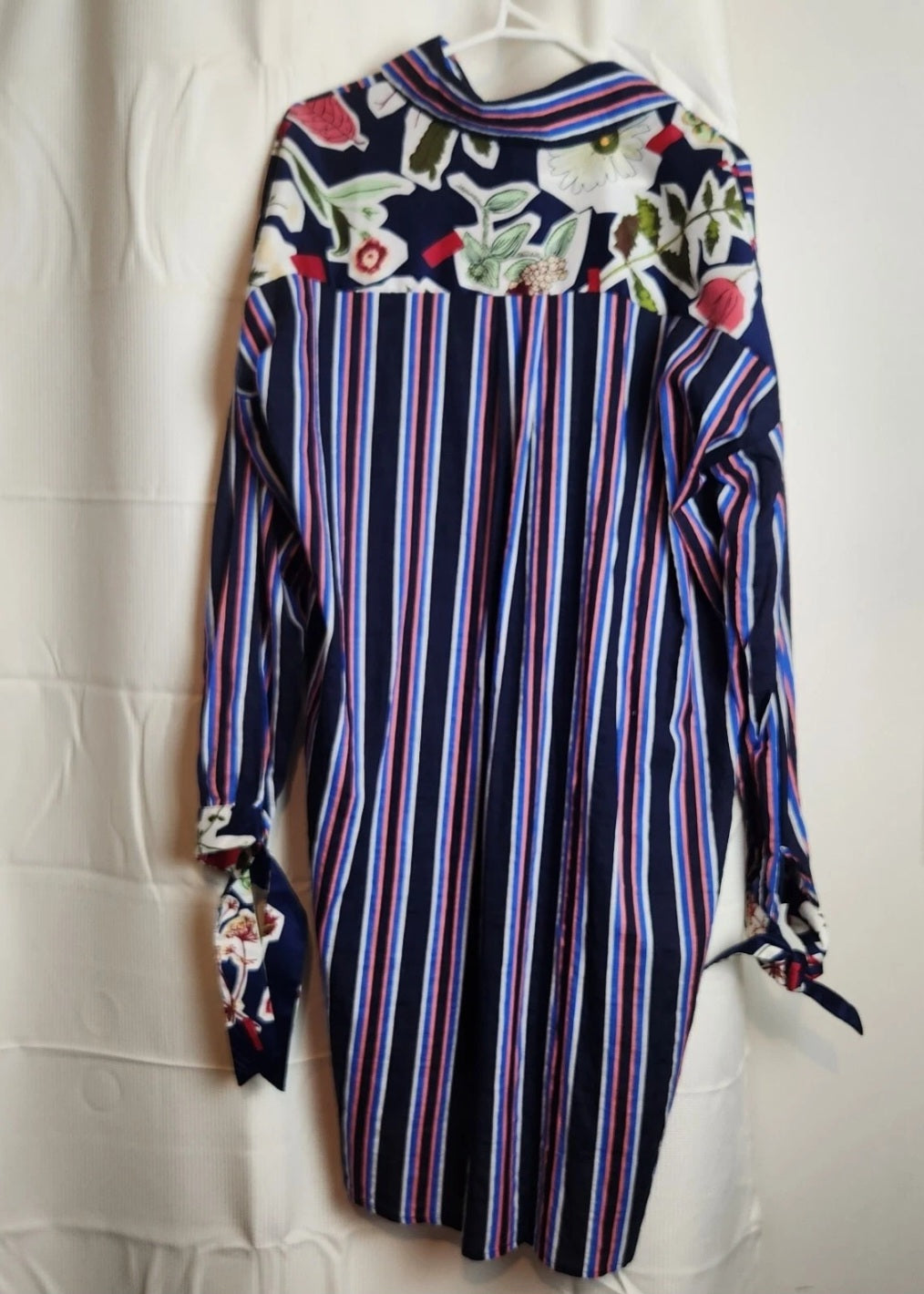 LD+Co Melbourne Striped Shirt Dress XL Navy Floral Contrast BNWT