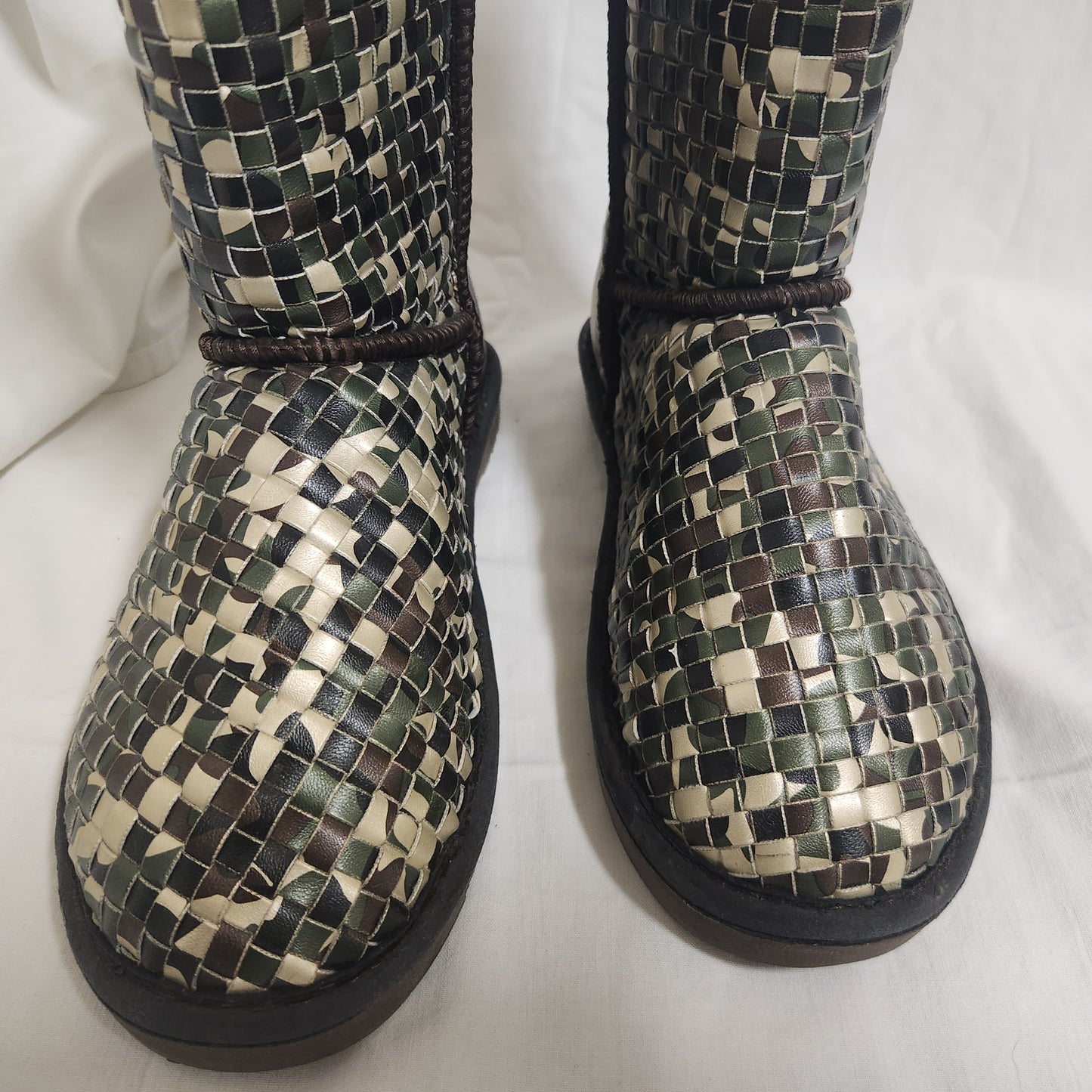 UGG Royal Woven Camouflage Sheepskin Boots – Mid Calf Winter Boots – Unisex