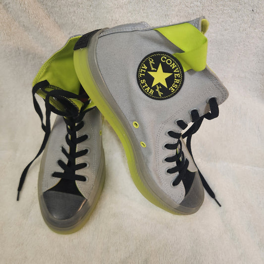 Converse Chuck Taylor All Star High Top Sneakers Grey Volt Neon Yellow US 9 EU 43