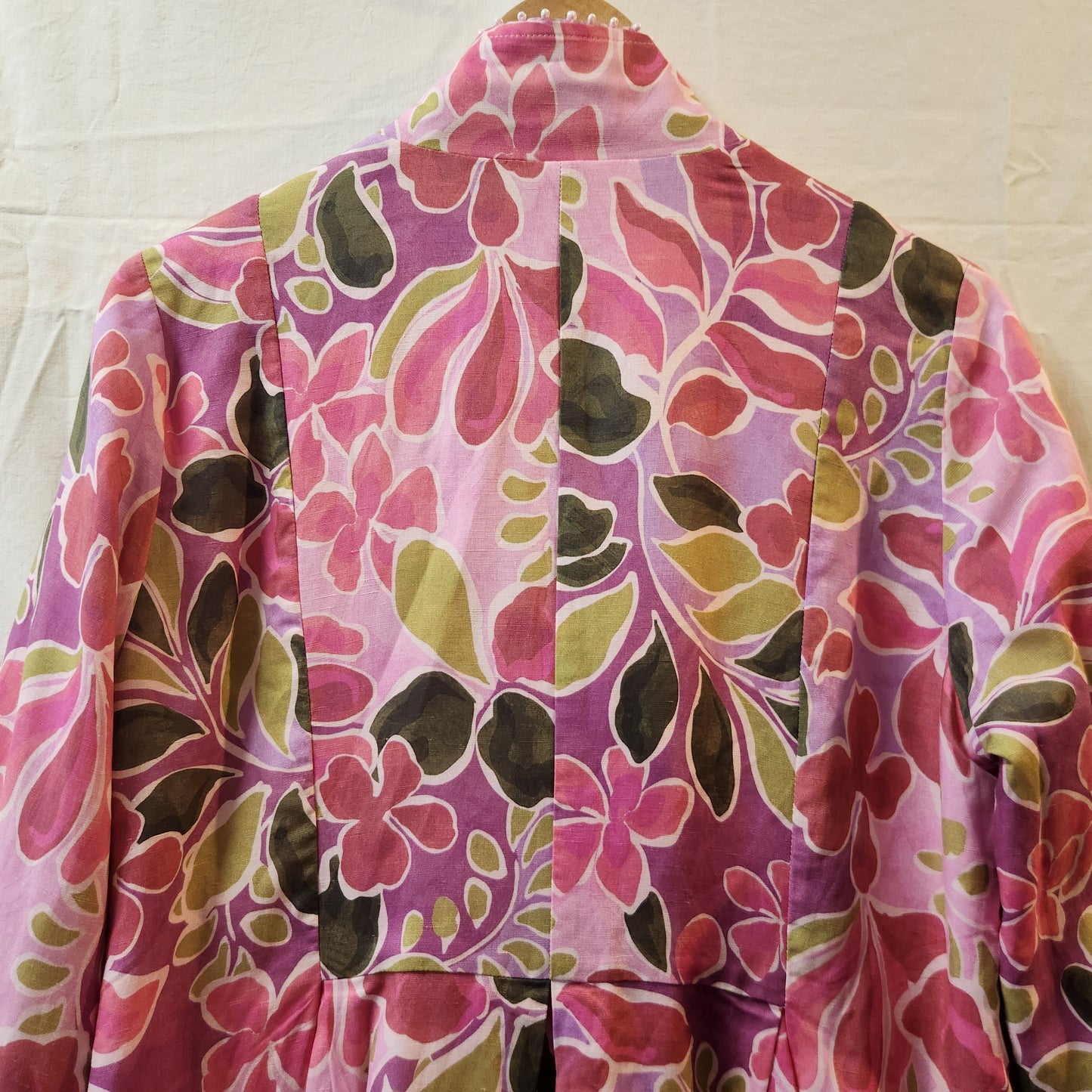 Blue Illusion Reversible Floral Linen Blend Coat Jacket Pink | Size L | BNWT