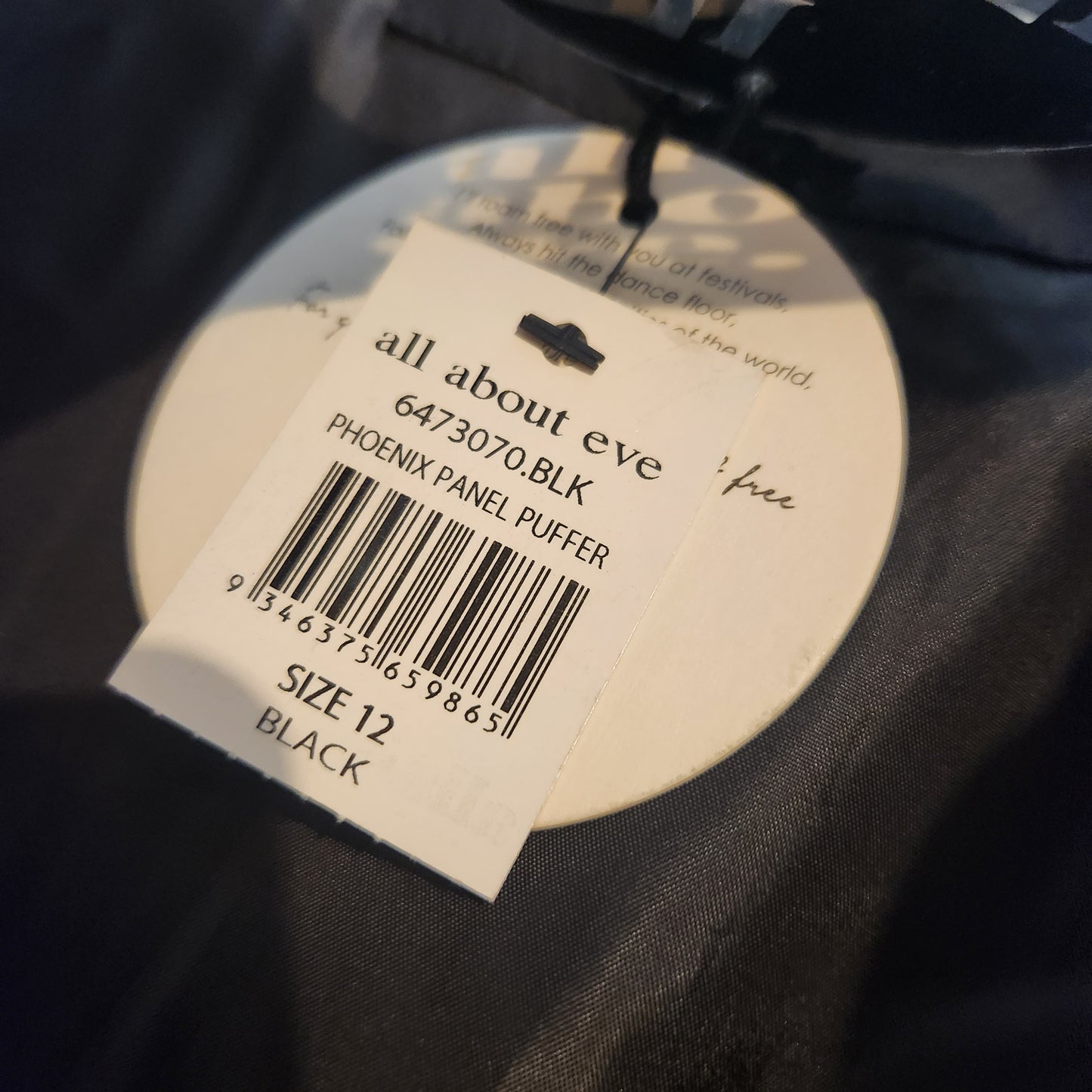 All About Eve Phoenix Panel Puffer Jacket BNWT Black Sage & White Hooded Size 1