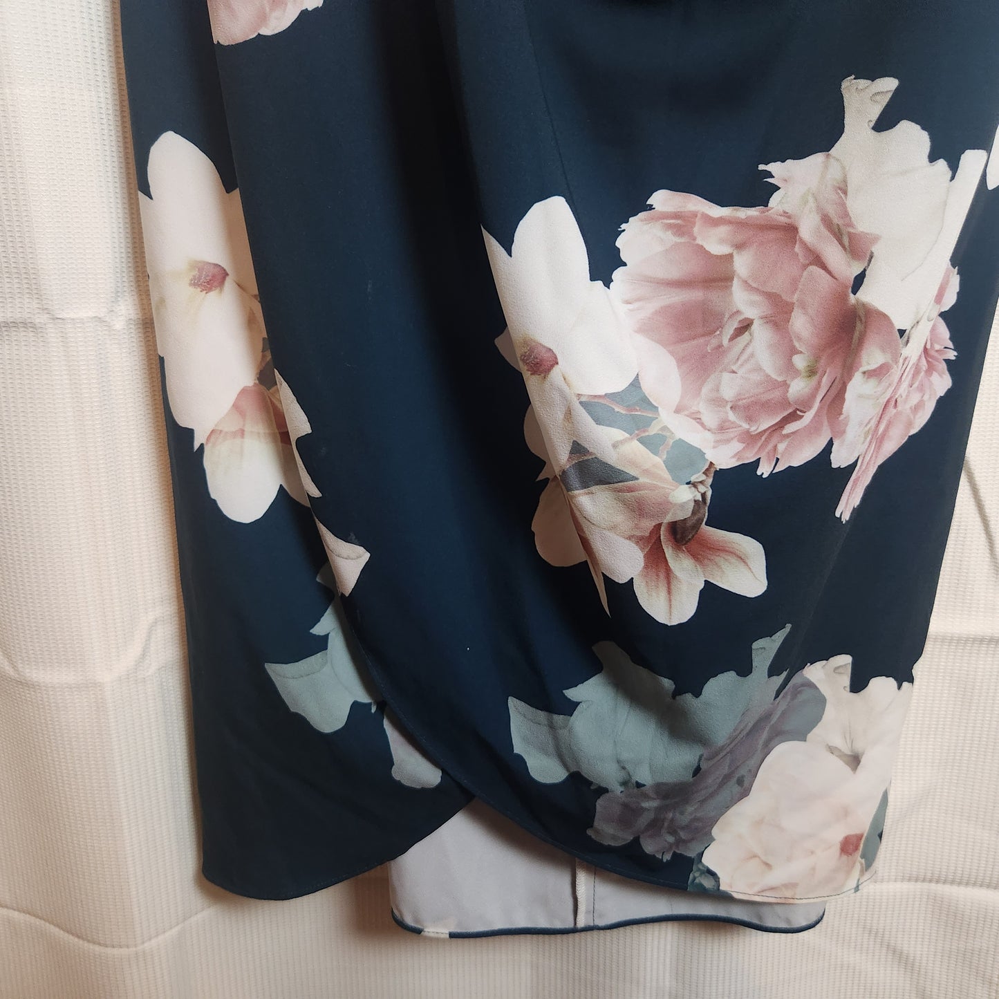 City Chic Navy Floral Draped Midi Dress – Size S