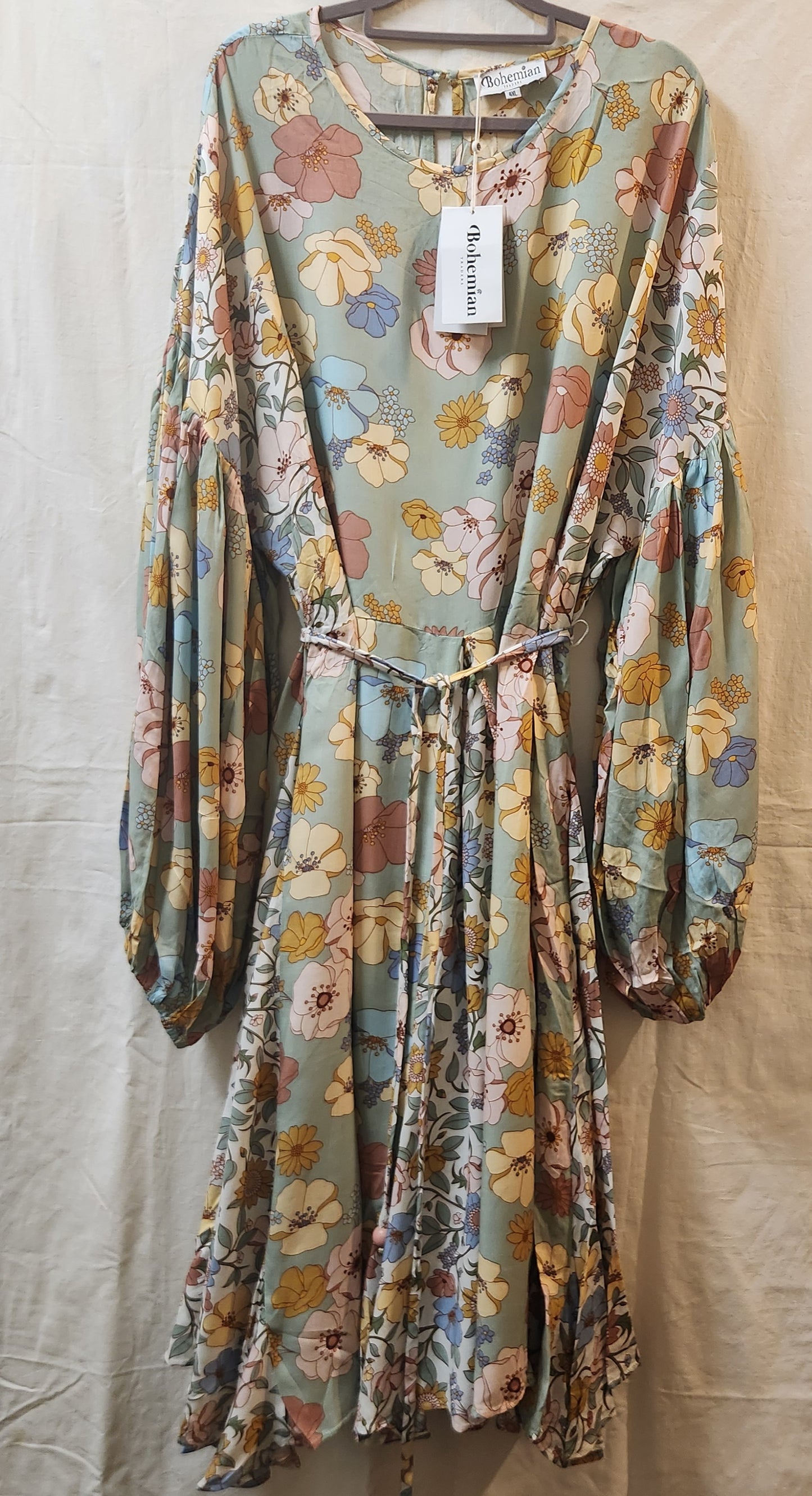 Bohemian Traders Floral Balloon Sleeve Maxi Dress Size M/L NWT