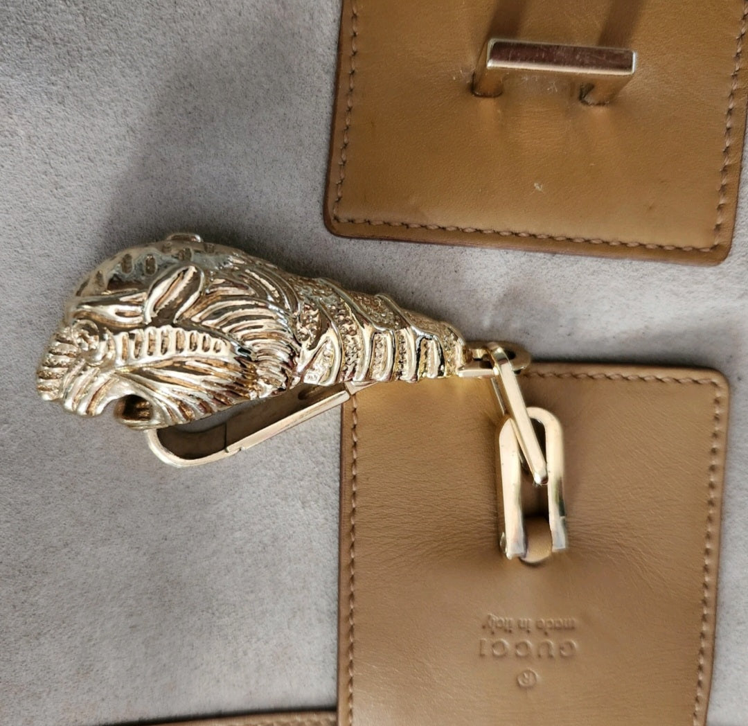 Authentic Gucci Tom Ford Tiger Charm Suede & Leather Shoulder Bag – Made in Italy