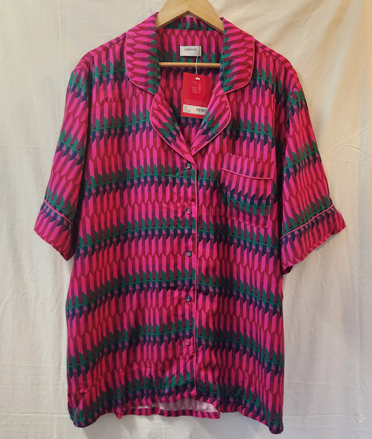 BNWT Sussan Pink Geometric Viscose Pyjama Set | BCNA Edition | XXXL