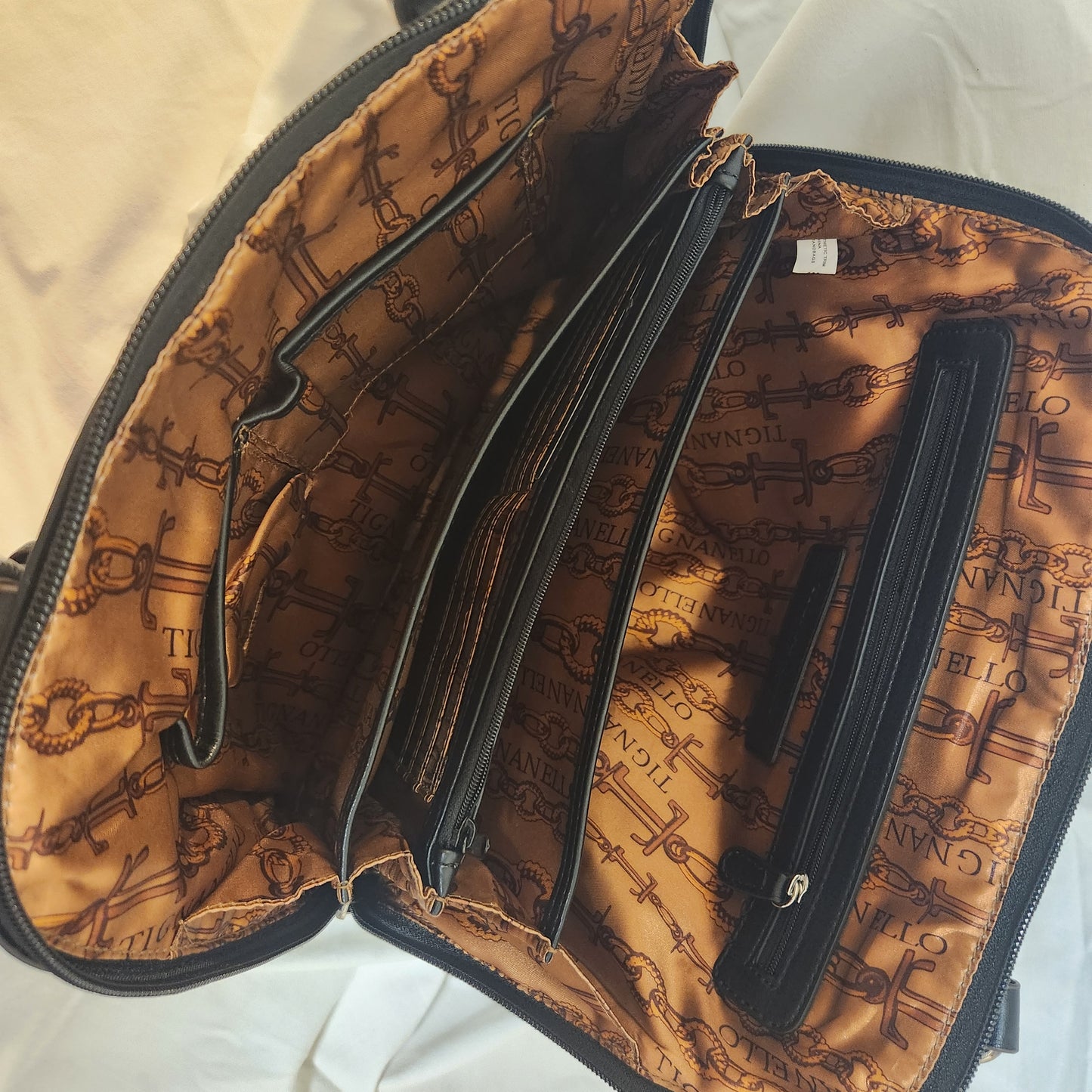 Tignanello Black Shoulder Handbag | Multi-Compartment Tote | Excellent Condition