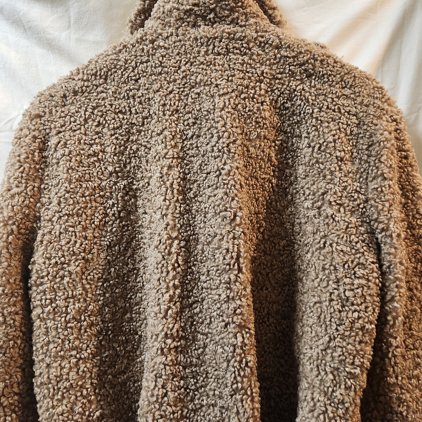 D-Luxe Basics Teddy Biker Jacket Large Beige Sherpa Faux Shearling Moto Jacket