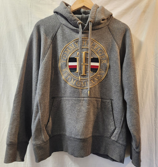 Tommy Hilfiger Heritage Crest Hoodie Grey Fleece Pullover | Women's L