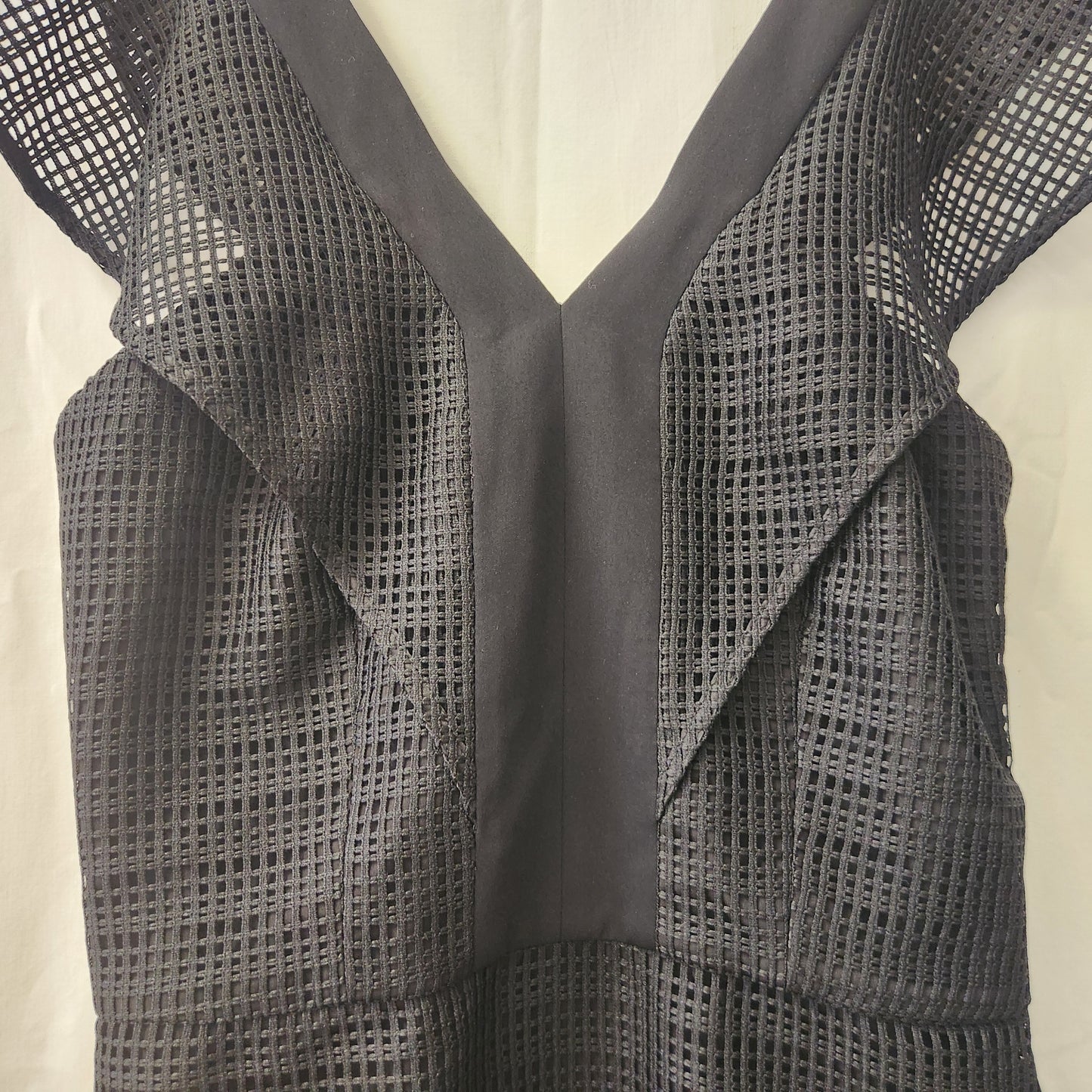 Veronika Maine Black Mesh Detail Dress | Made in Australia | Size 6