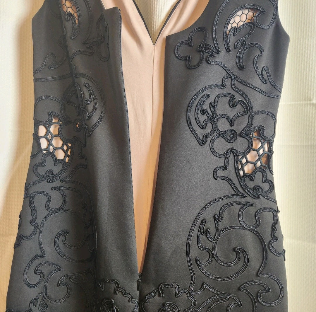 Phase 8 (Collection 8)Black Embellished Midi Dress Size 12 Cocktail Formal Evening Dress