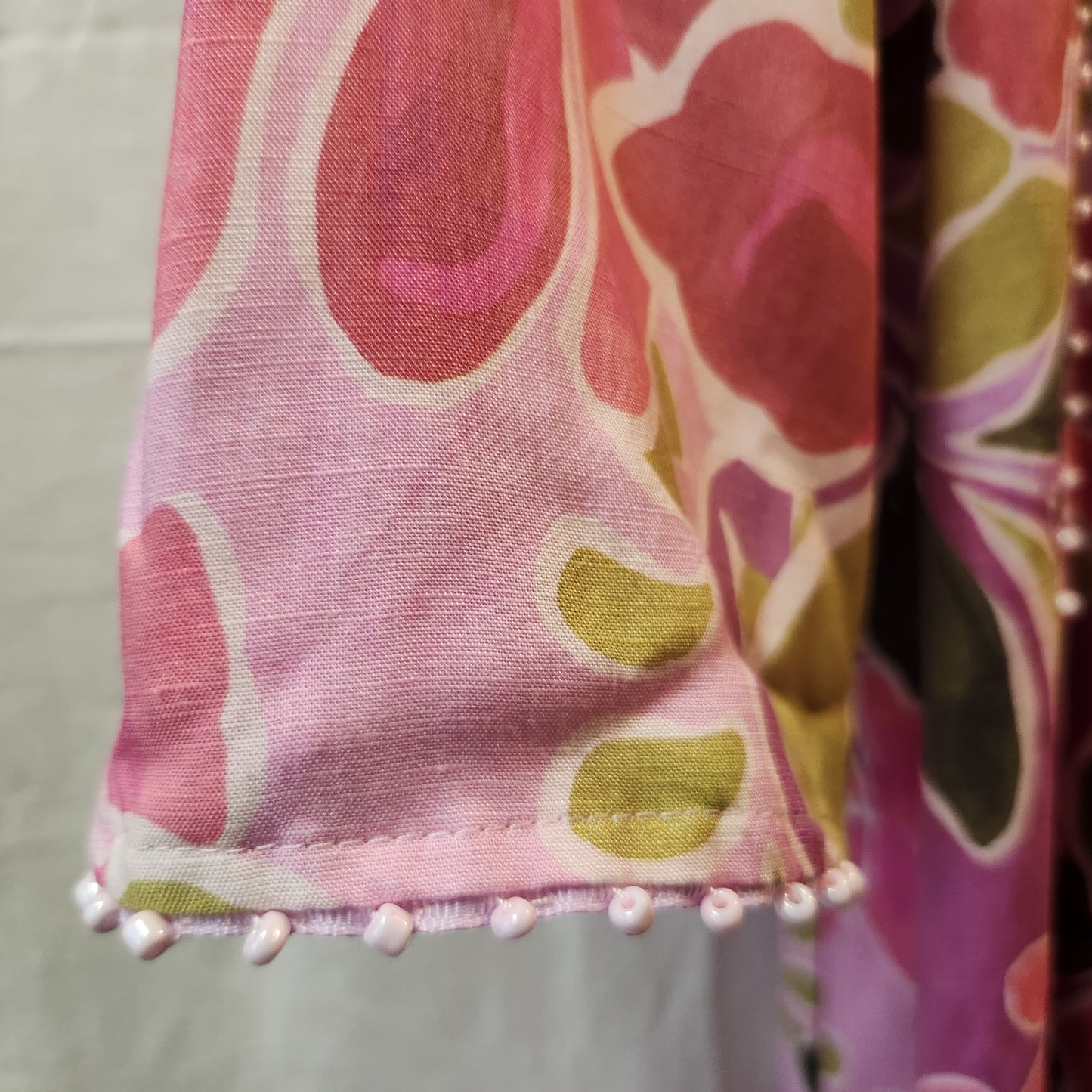 Blue Illusion Reversible Floral Linen Blend Coat Jacket Pink | Size L | BNWT