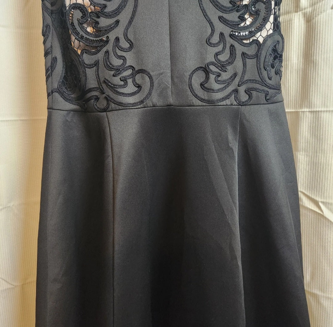 Phase 8 (Collection 8)Black Embellished Midi Dress Size 12 Cocktail Formal Evening Dress