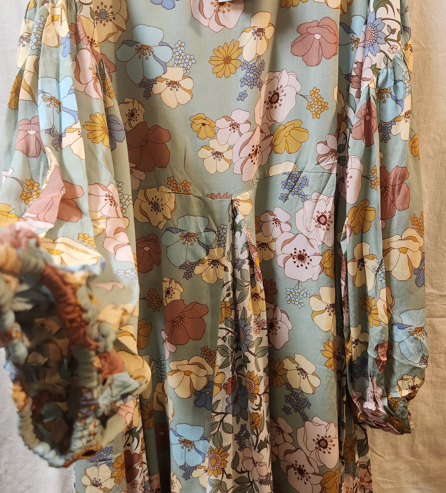 Bohemian Traders Floral Balloon Sleeve Maxi Dress Size M/L NWT