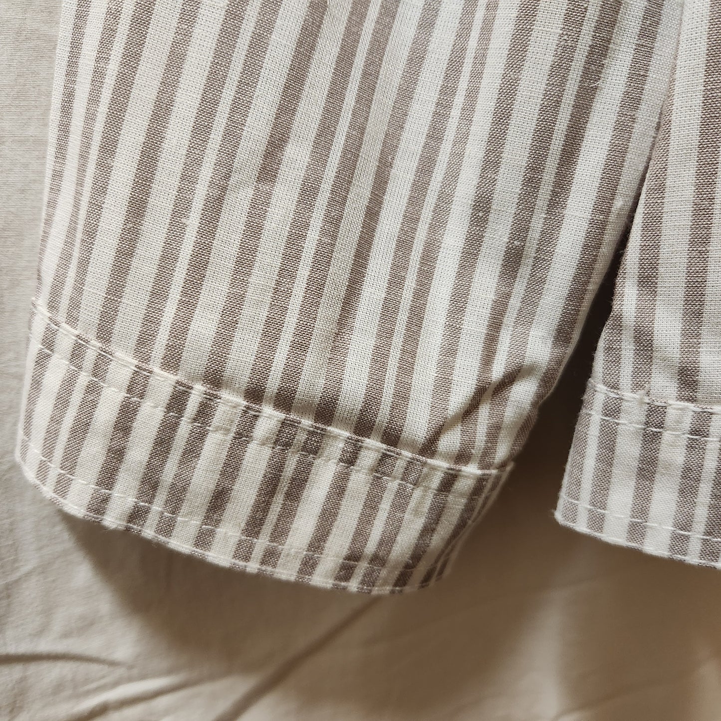 Autograph Linen Blend Stripe Utility Jacket Size 18 Taupe White Lightweight Women's