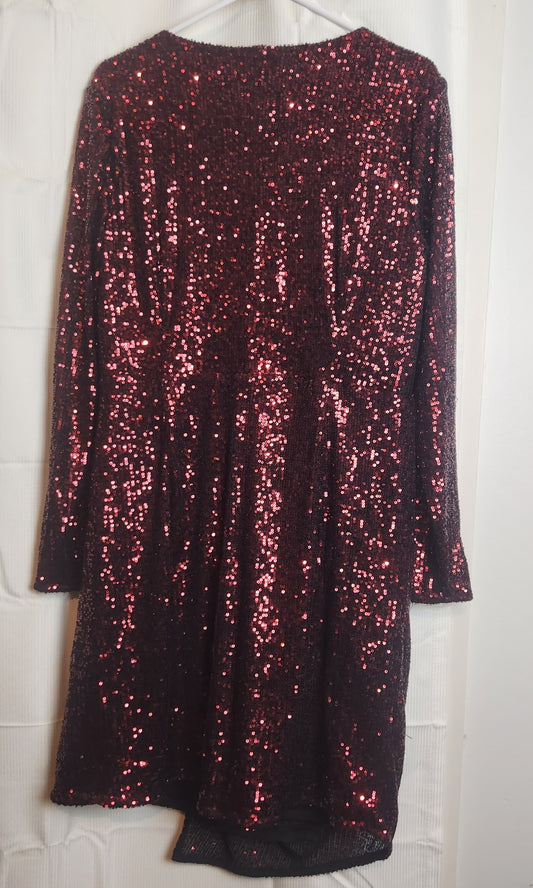 City Chic Razzle Ruby Sequin Wrap Dress BNWT Size M (18) Evening Cocktail Party