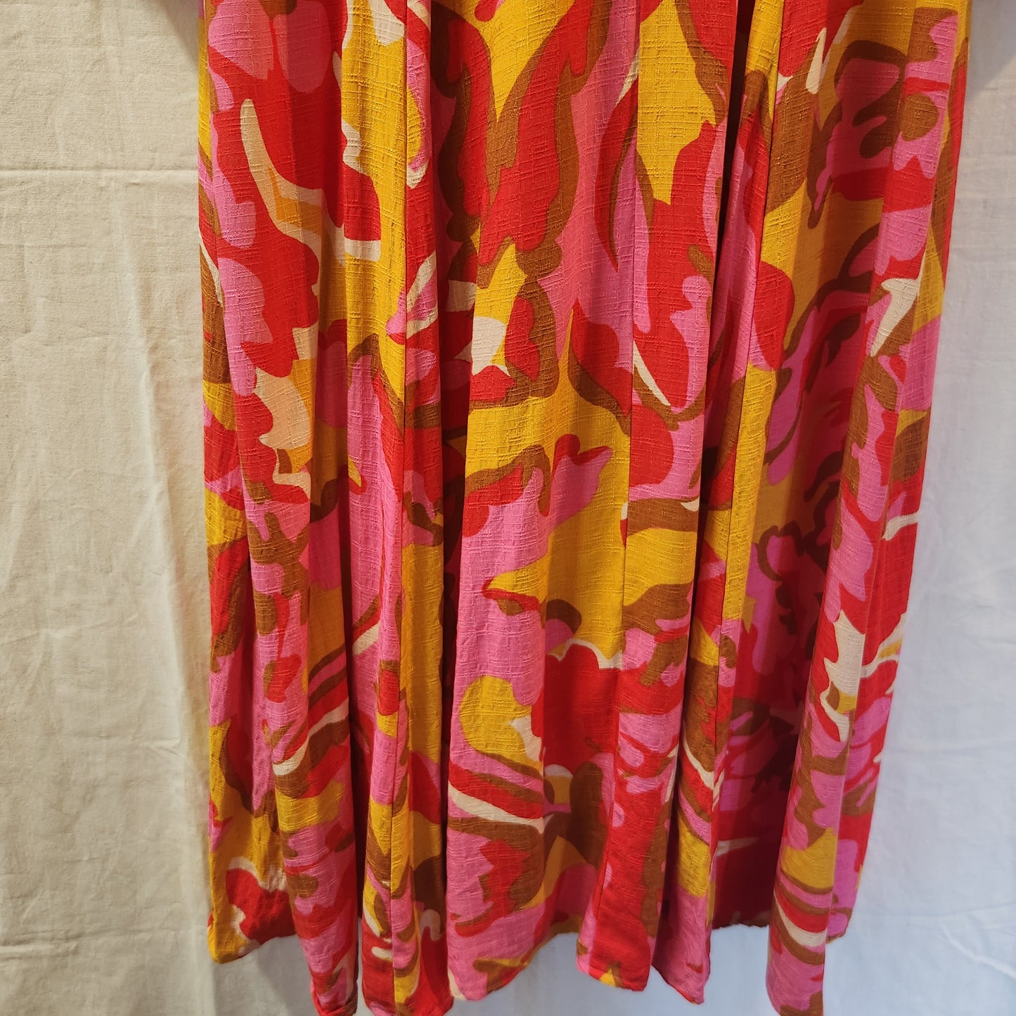 Mister Zimi Floral Wrap Style Midi Dress Pink Red Mustard | AU 12