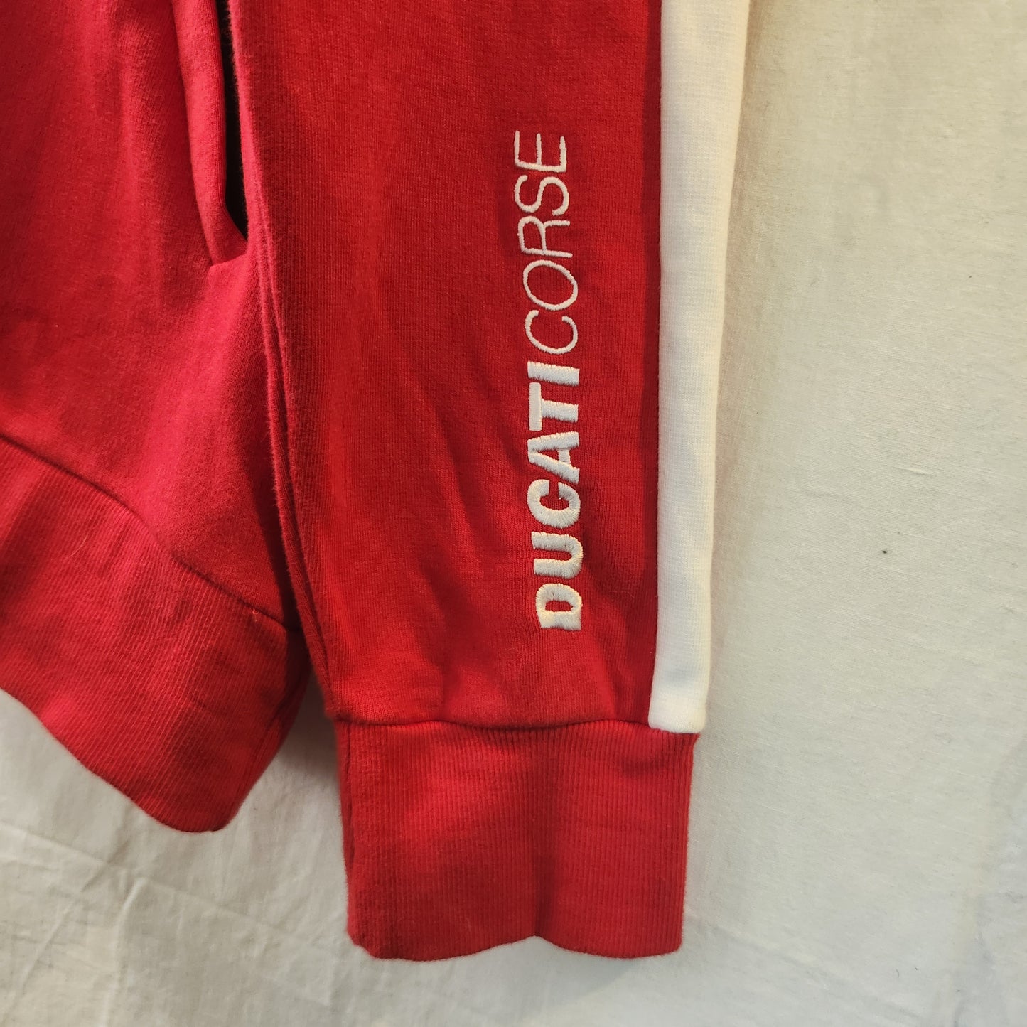 Ducati Corse Full Zip Hoodie Red Italian Stripe Logo Jacket | Medium