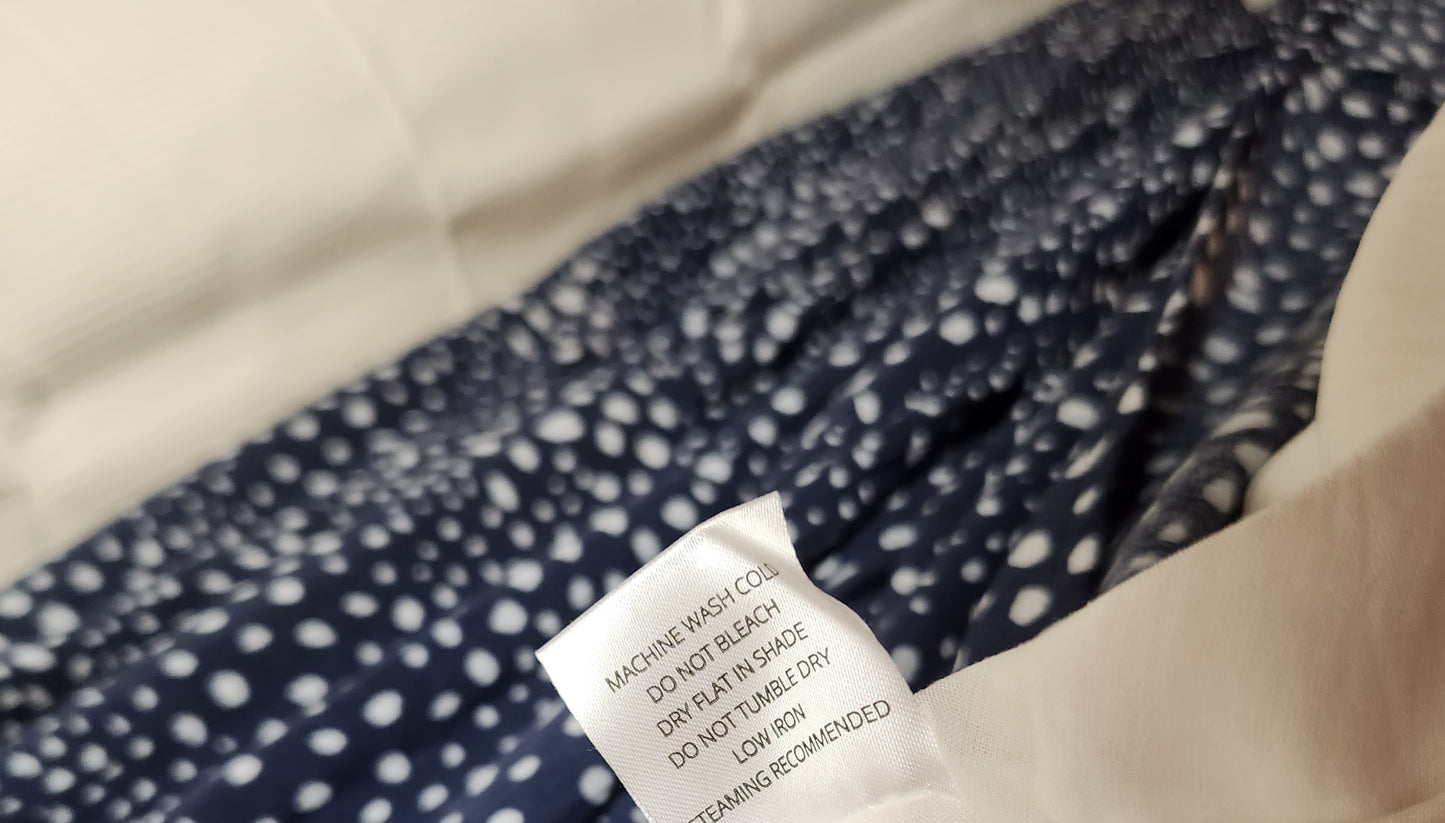 BNWT Paqoda Tuhu Dress Dusted Ink Blue White Spot Print Rayon Size 4