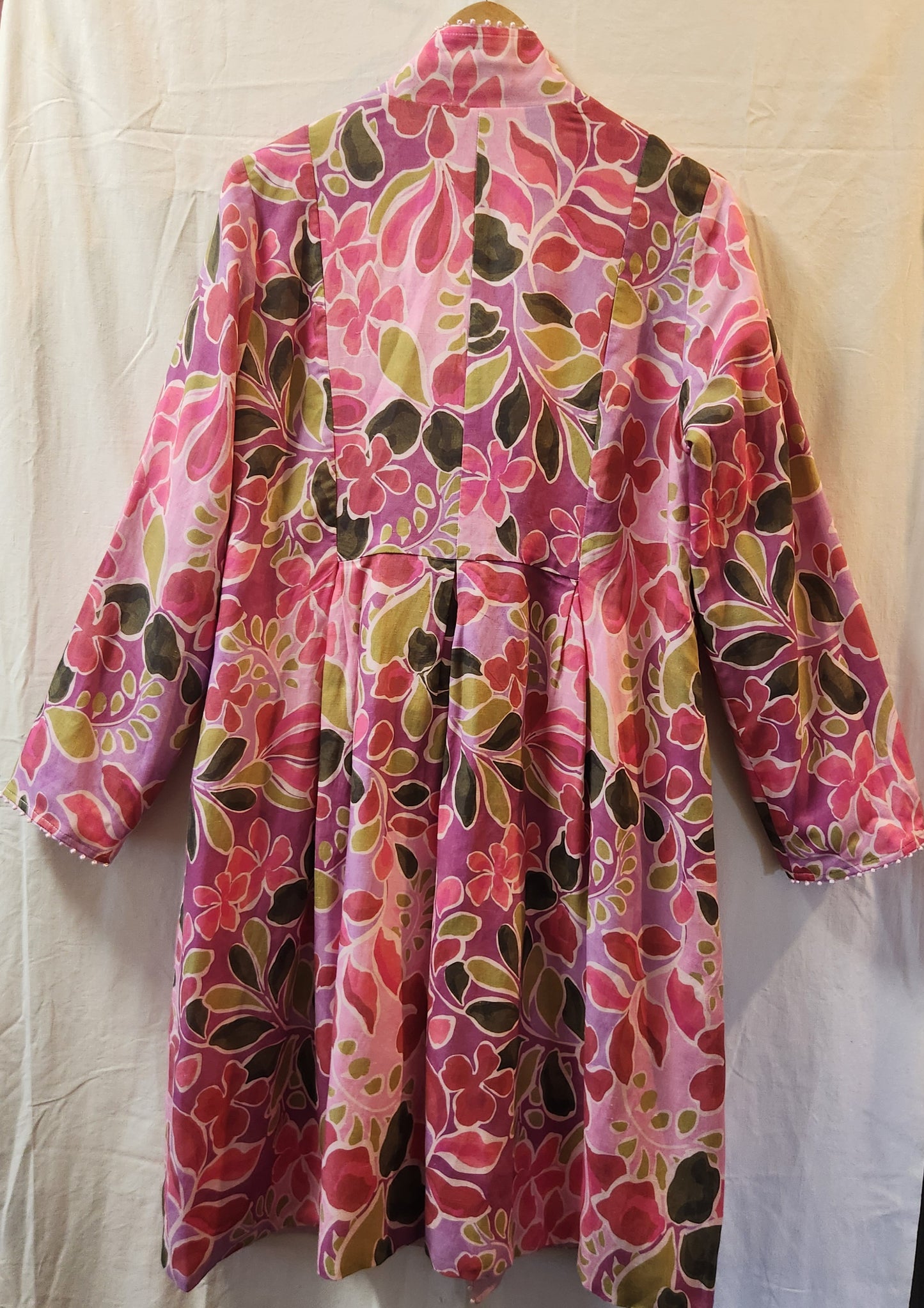 Blue Illusion Reversible Floral Linen Blend Coat Jacket Pink | Size L | BNWT