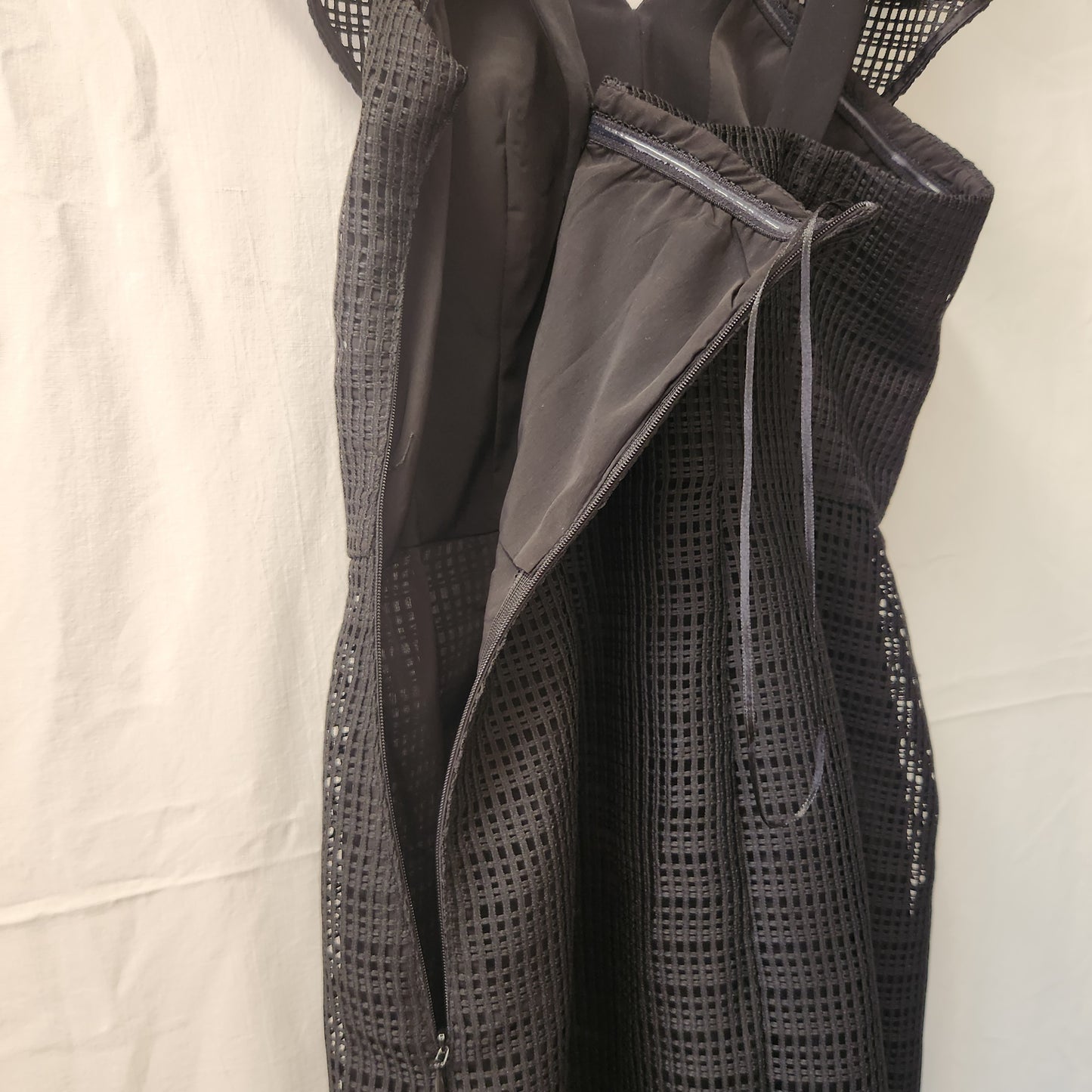 Veronika Maine Black Mesh Detail Dress | Made in Australia | Size 6