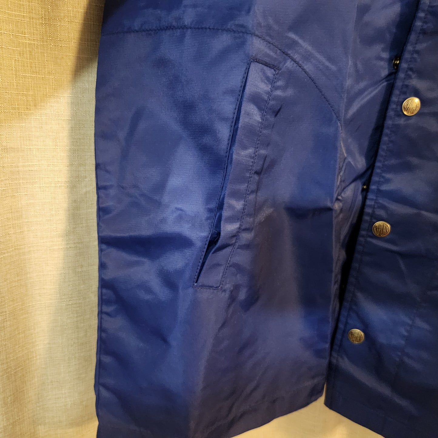 Replay Blue Jeans Inc Coach Jacket Blue Embroidered Logo Snap Front Size M Vintage Style