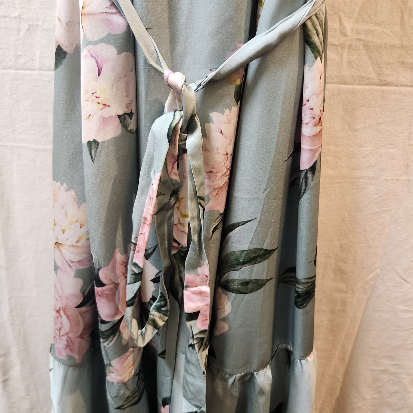 Portmans High Water Floral Mint Maxi Dress Size 12 NWT Ruffle Cold Shoulder
