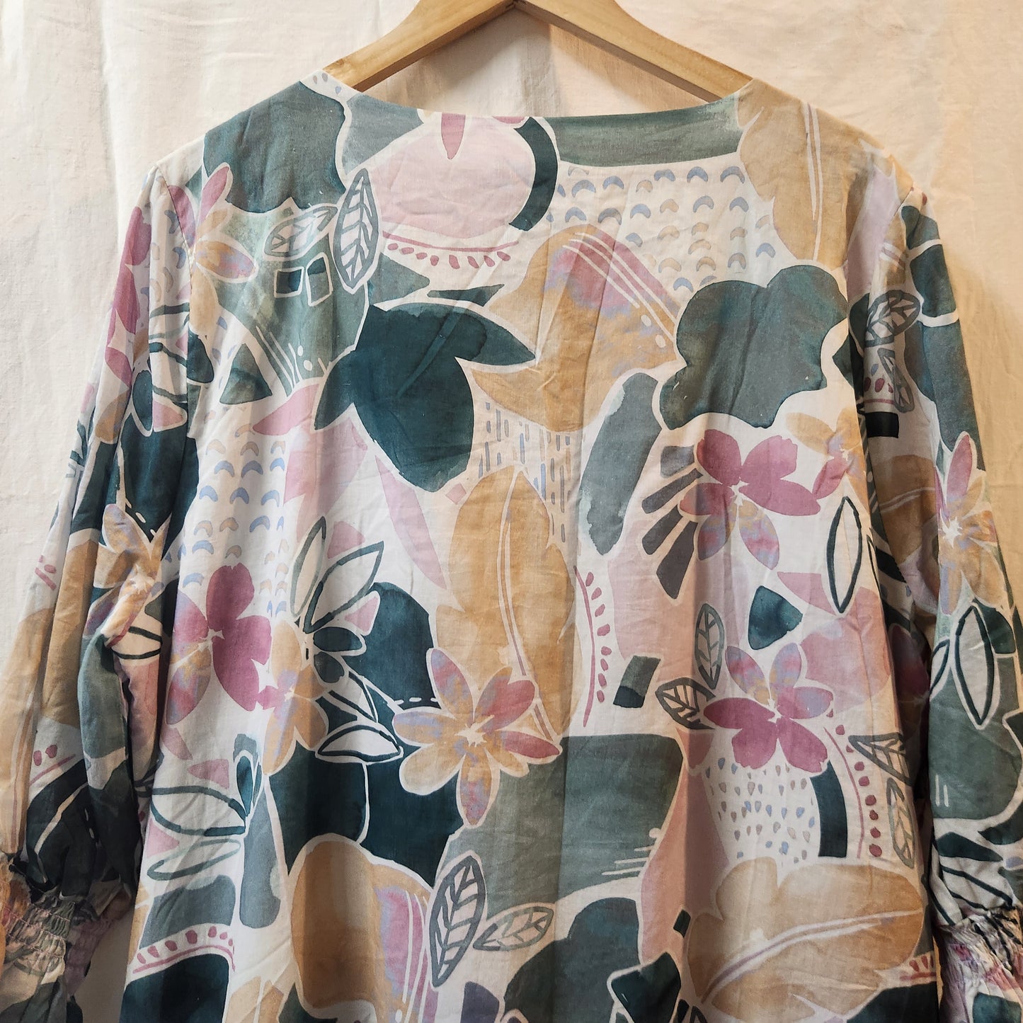 Yarra Trail Watercolour Blooms Cotton Tiered Midi Dress Size 18 NWT