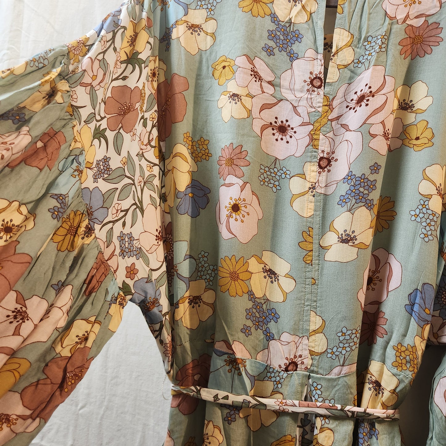 Bohemian Traders Floral Balloon Sleeve Maxi Dress Size M/L NWT