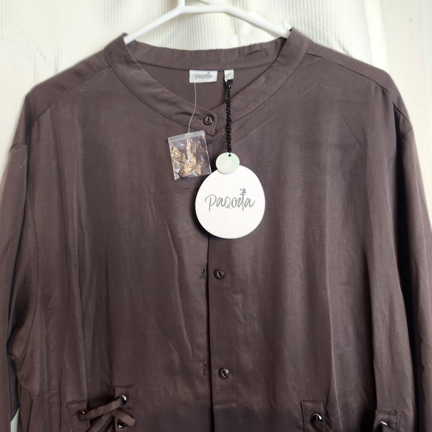 BNWT Paqoda Muyu Dress Slate Size 2 | 100% TENCEL Midi Shirt Dress