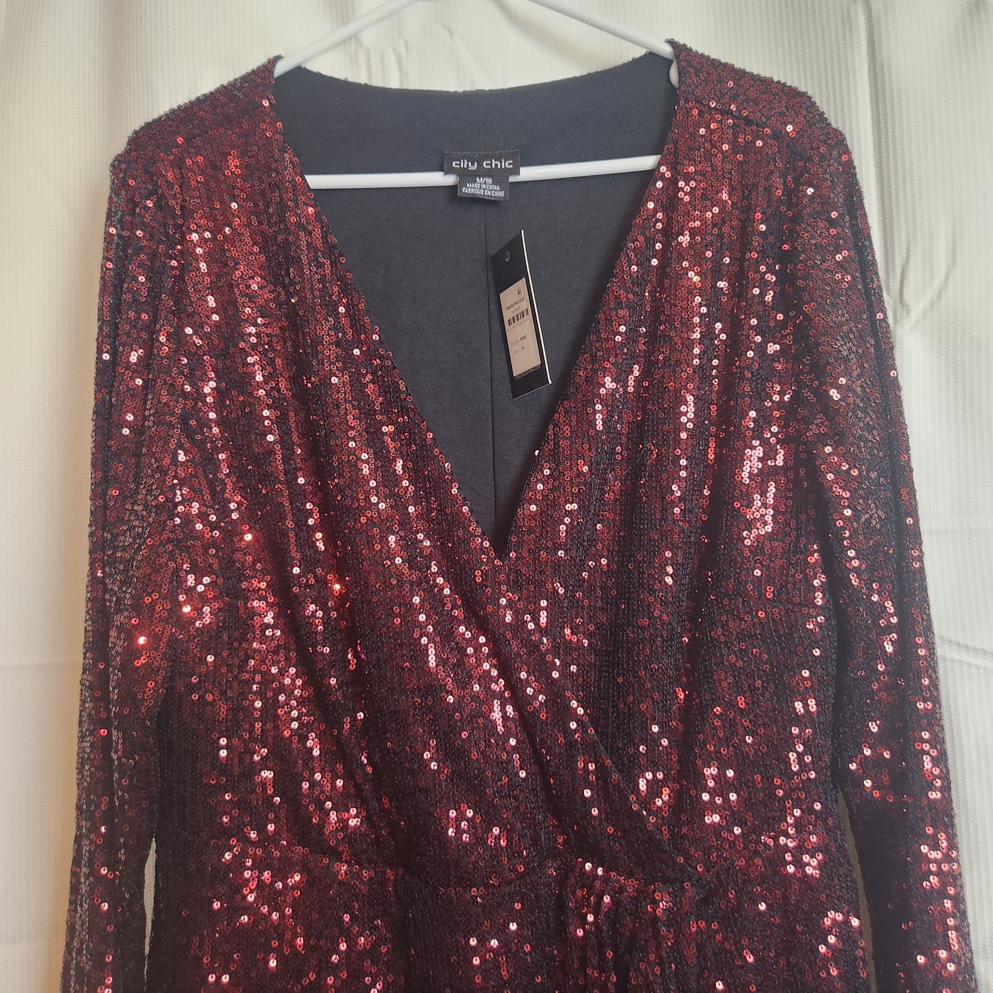 City Chic Razzle Ruby Sequin Wrap Dress BNWT Size M (18) Evening Cocktail Party