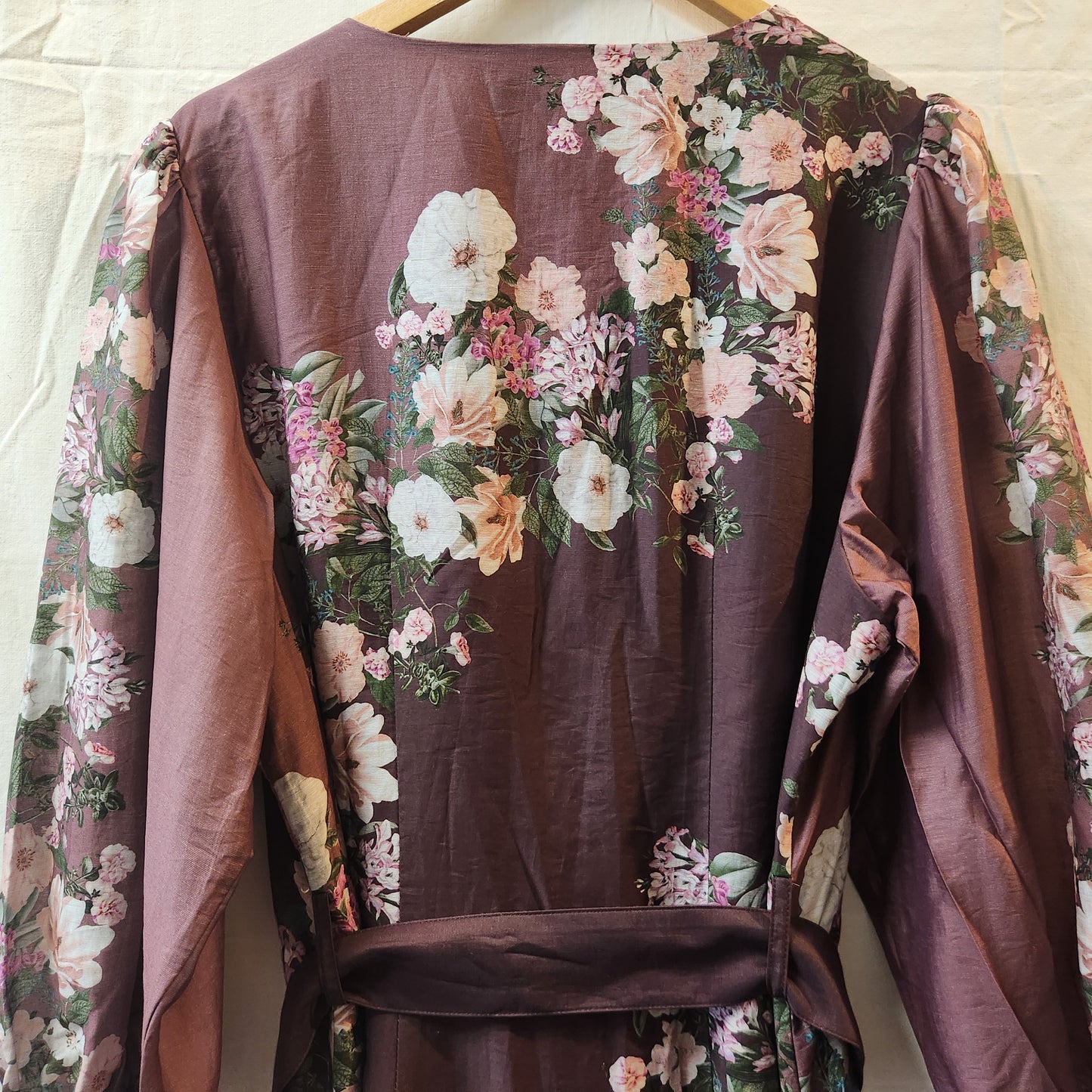 Portmans Floral Maxi Dress | Mauve Button Front Belted | Size 18