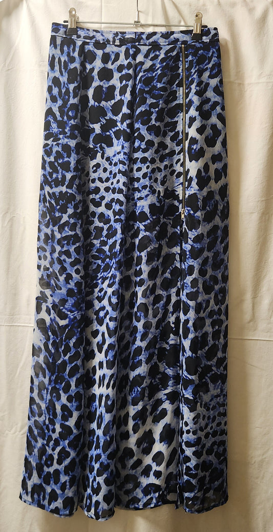 T by Bettina Liano Blue Abstract Animal Print Zip Detail Skirt Size 10