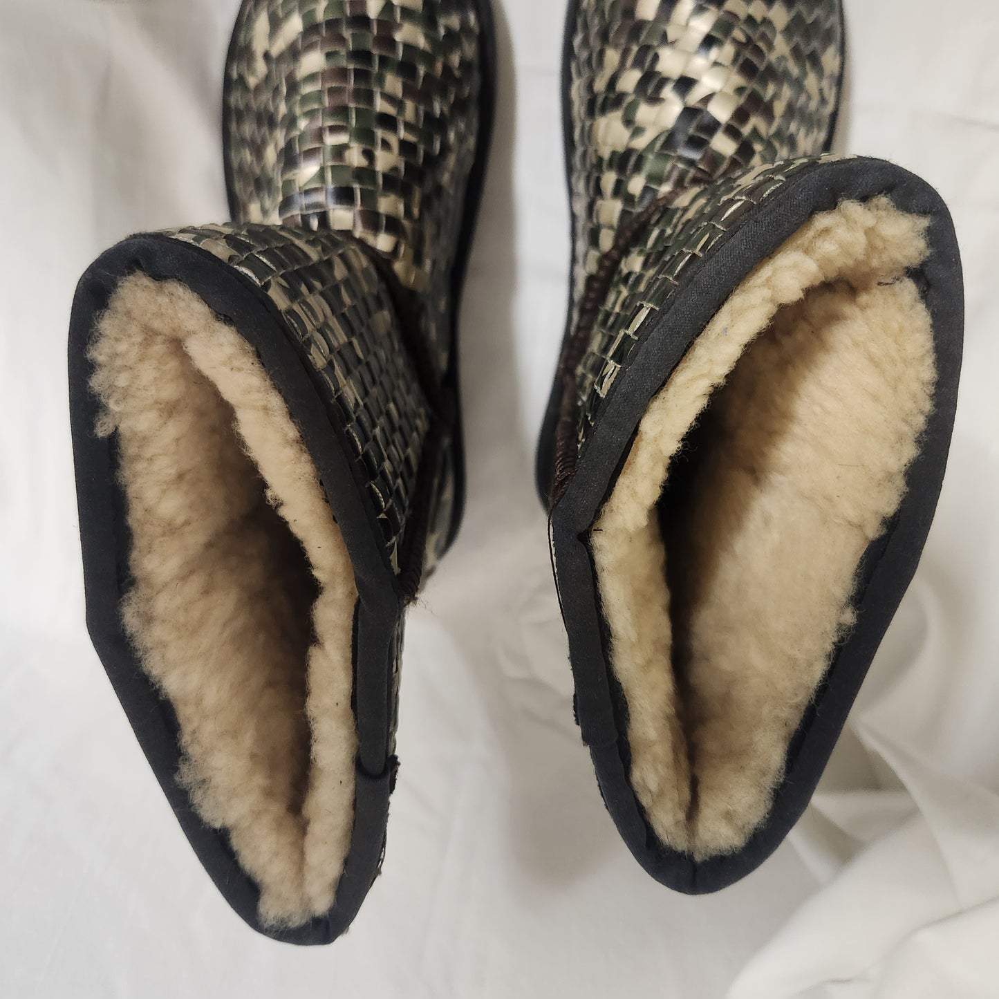 UGG Royal Woven Camouflage Sheepskin Boots – Mid Calf Winter Boots – Unisex
