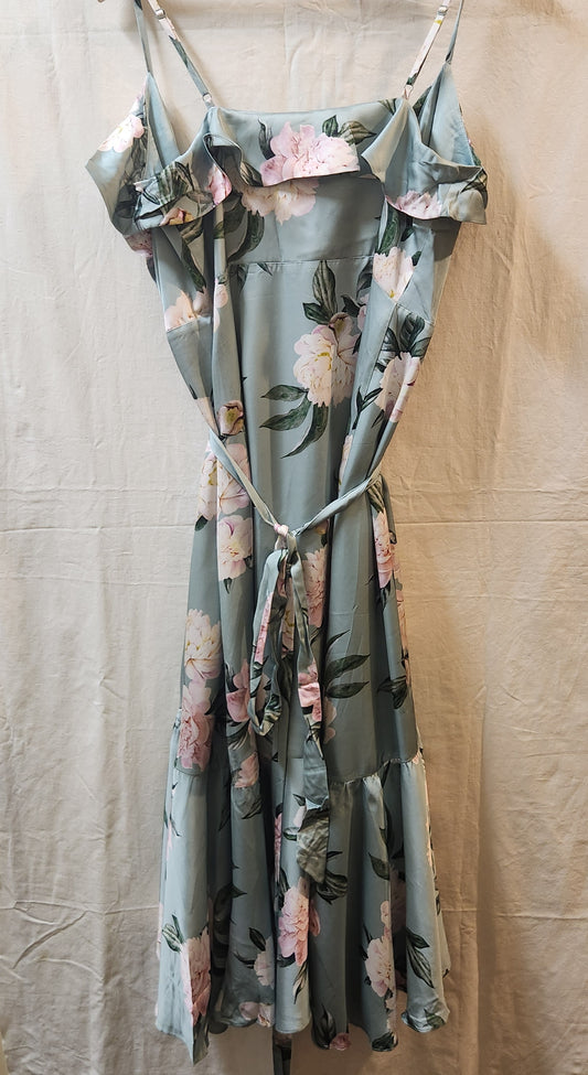Portmans High Water Floral Mint Maxi Dress Size 12 NWT Ruffle Cold Shoulder