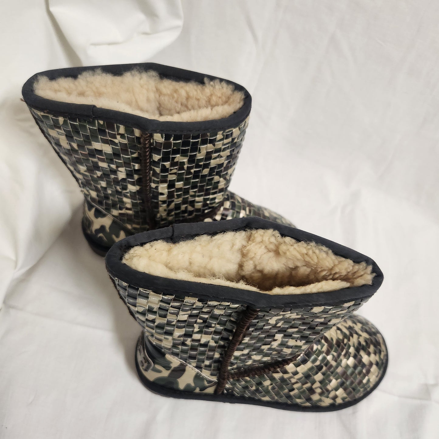 UGG Royal Woven Camouflage Sheepskin Boots – Mid Calf Winter Boots – Unisex